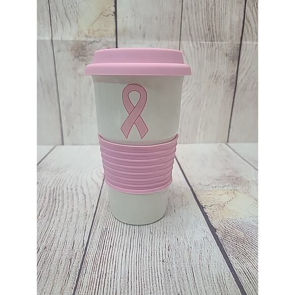 Dana Buchman Kohl's Cares Breast Cancer Awareness Tumbler and Lid White Pink - Picture 3 of 7
